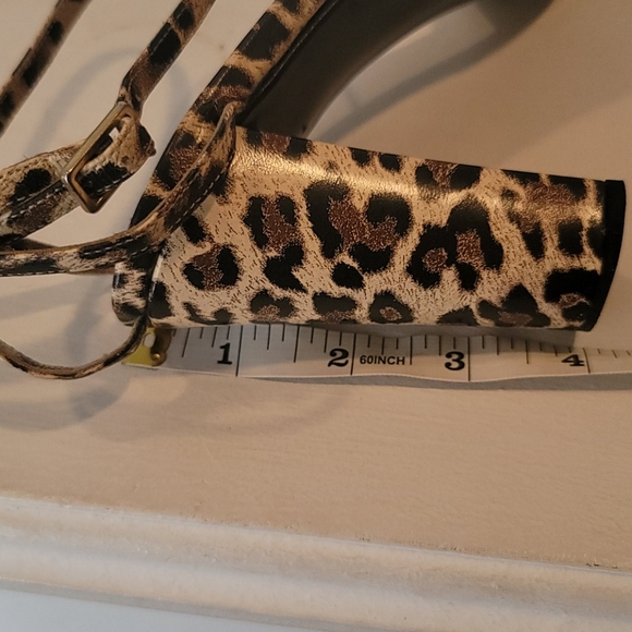 DOLCE & GABBANA LEATHER LEAPORD SANDAL HEELS - Picture 9 of 10